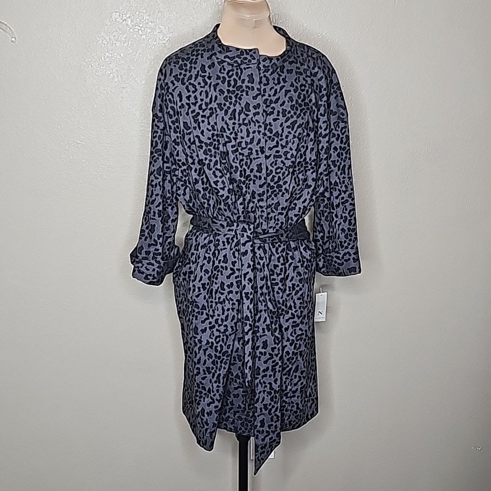 Natori Black and Gray Leopard Print Coat